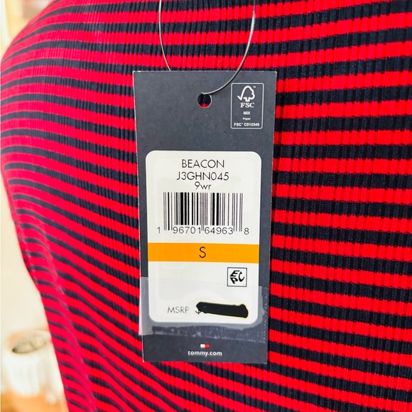 NWT Tommy Hilfiger Striped Keyhole Twist Shirt Top Size Small Short Sleeve - Picture 4 of 6